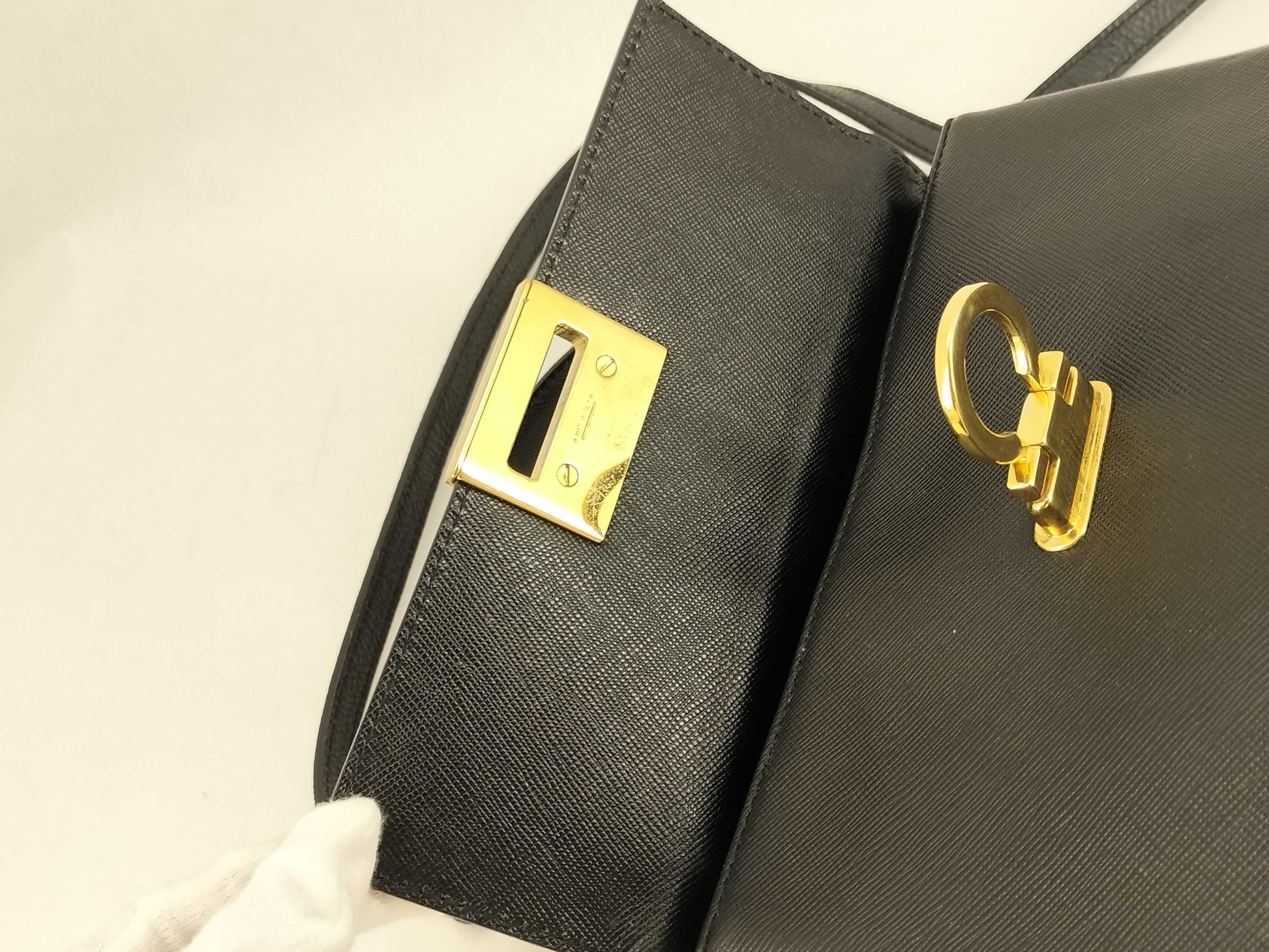 Salvatore Ferragamo 2-Way Gancini Saffiano Leather Handbag