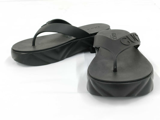 GUCCI Gucci Thong Sandals, Rubber, Black, 746334, Size 37