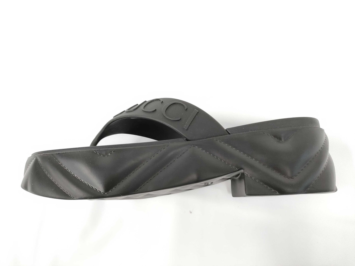 GUCCI Gucci Thong Sandals, Rubber, Black, 746334, Size 37