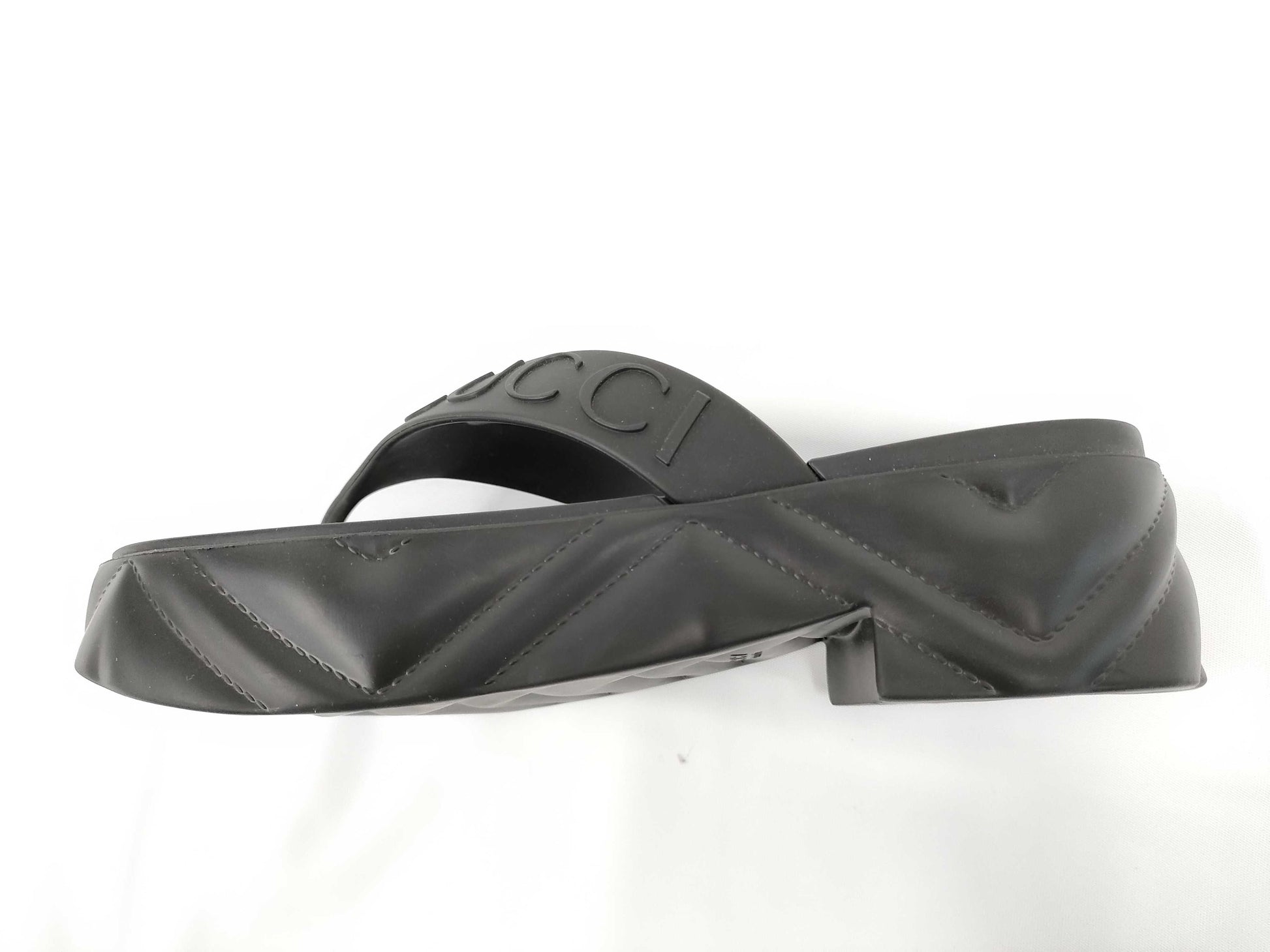 GUCCI Gucci Thong Sandals, Rubber, Black, 746334, Size 37
