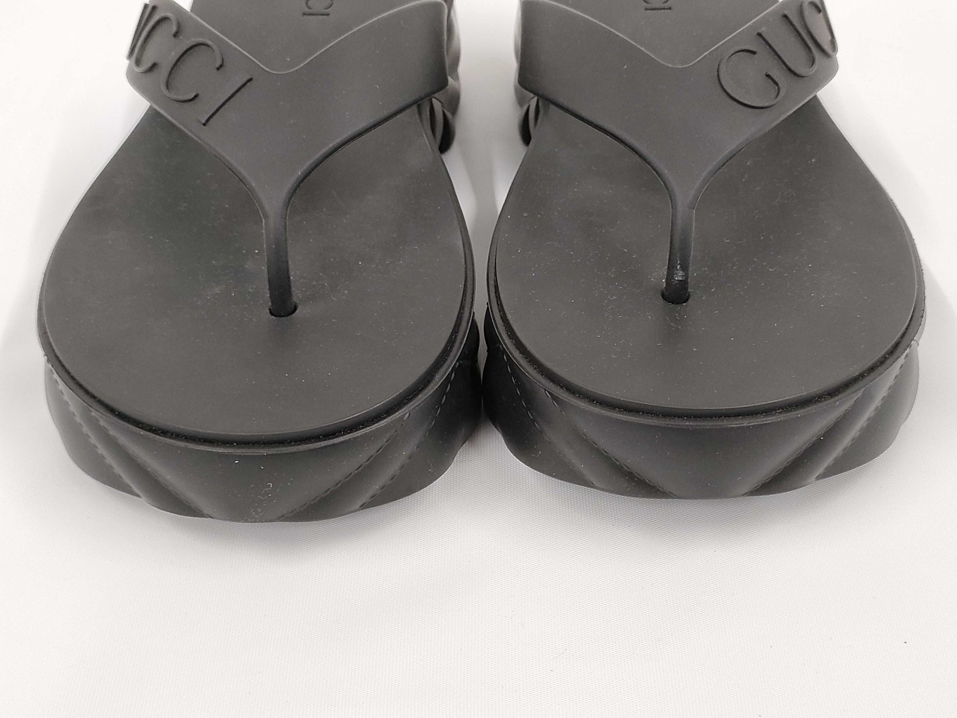 GUCCI Gucci Thong Sandals, Rubber, Black, 746334, Size 37