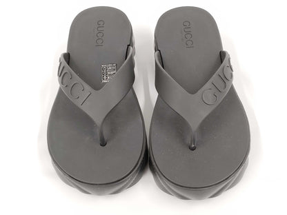 GUCCI Gucci Thong Sandals, Rubber, Black, 746334, Size 37