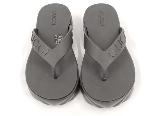 GUCCI Gucci Thong Sandals, Rubber, Black, 746334, Size 37