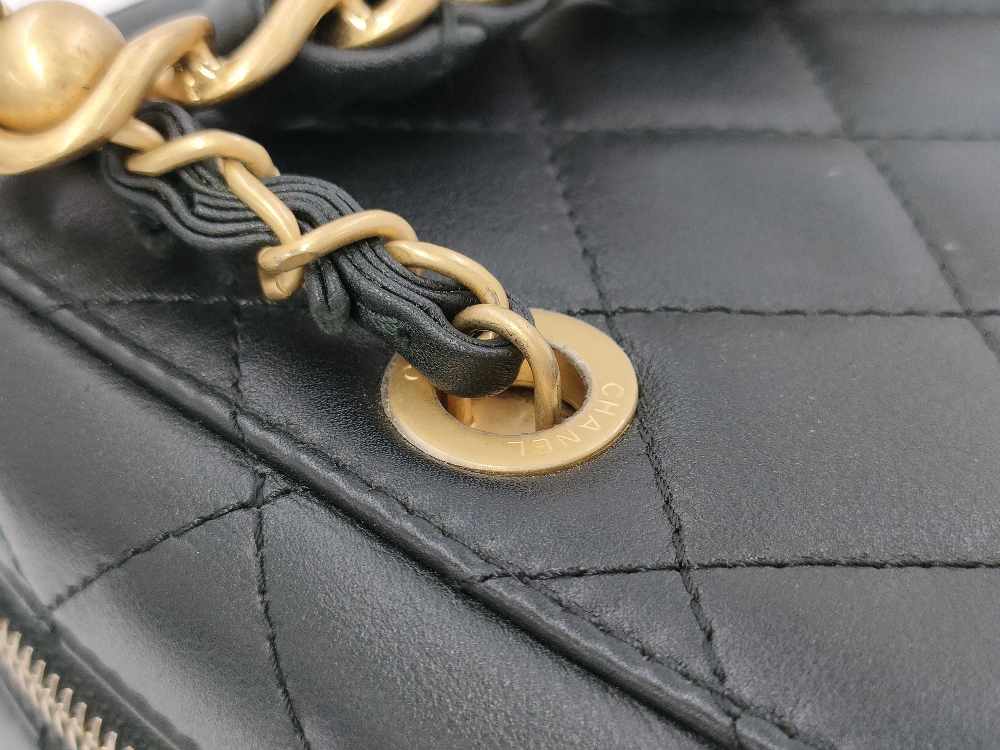 CHANEL Matelasse Chain Vanity Lamb G Hardware Black CPX8P2AH Handbag