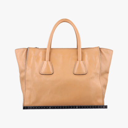 PRADA Twin Pocket Double Zip Tote Camel Leather Shoulder Bag BN2619239 G