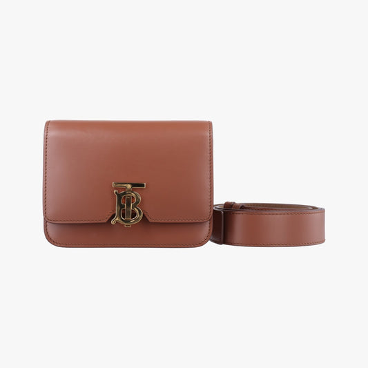 BURBERRY TB Logo Brown Leather ITALBSR239CAL Shoulder Bag
