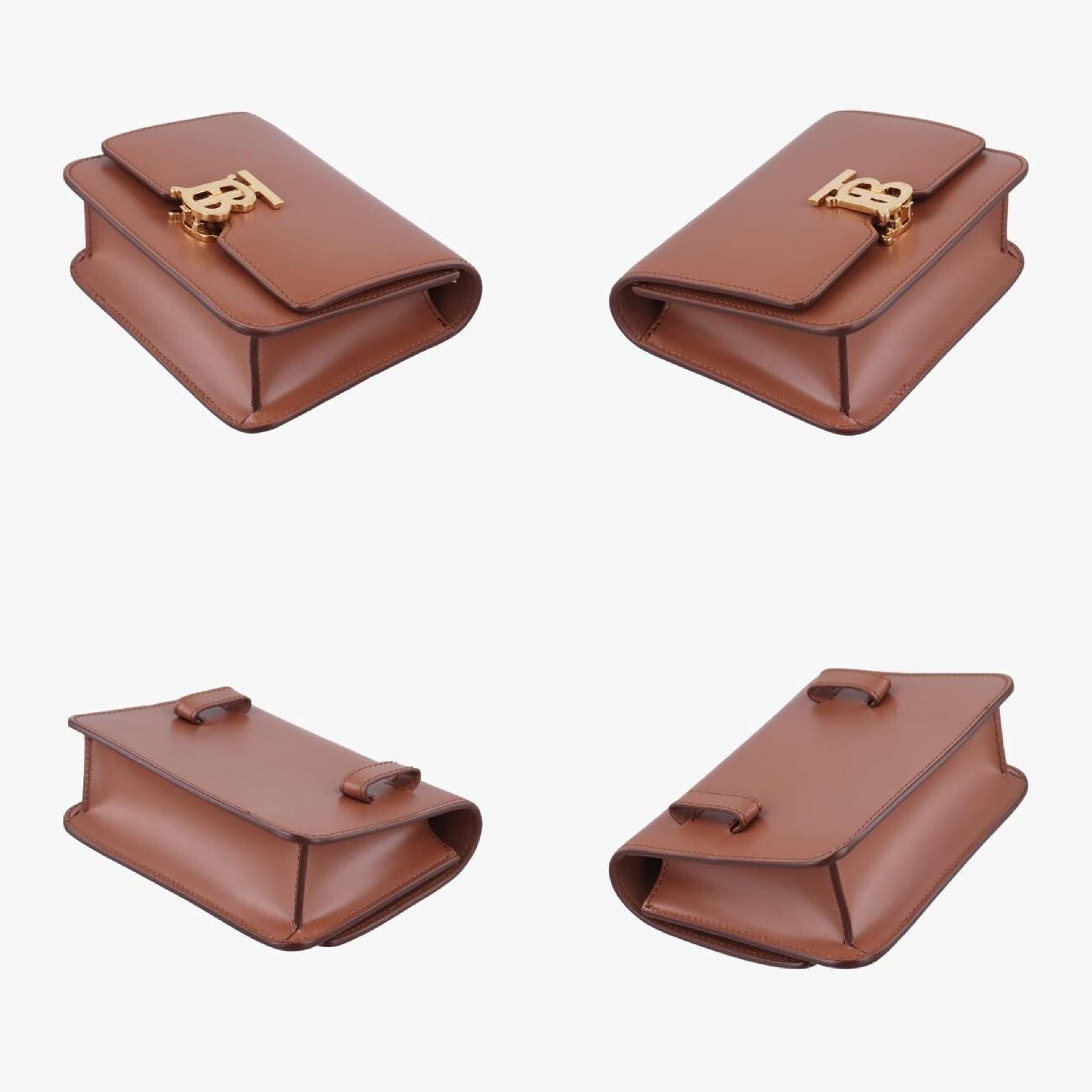 BURBERRY TB Logo Brown Leather ITALBSR239CAL Shoulder Bag