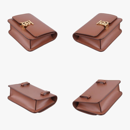 BURBERRY TB Logo Brown Leather ITALBSR239CAL Shoulder Bag