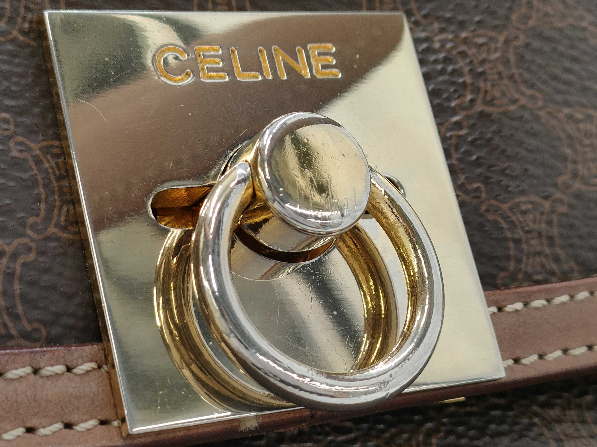 CELINE Gancini Chain Macadam PVC Handbag