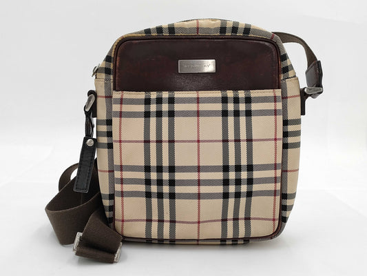 BURBERRY Nova Check Logo Plate Shoulder Bag