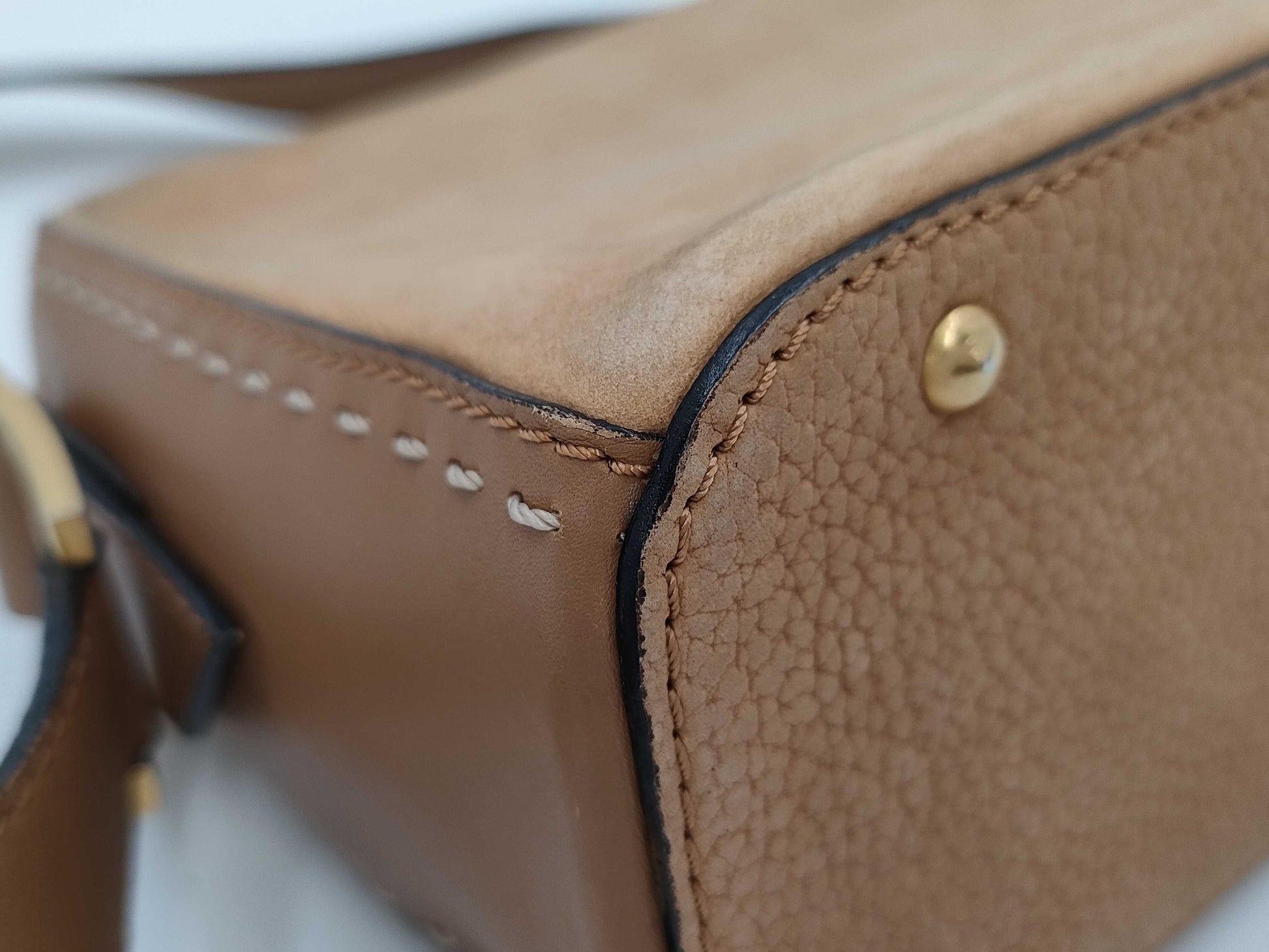 CELINE Stitched Leather Camera Shoulder Bag