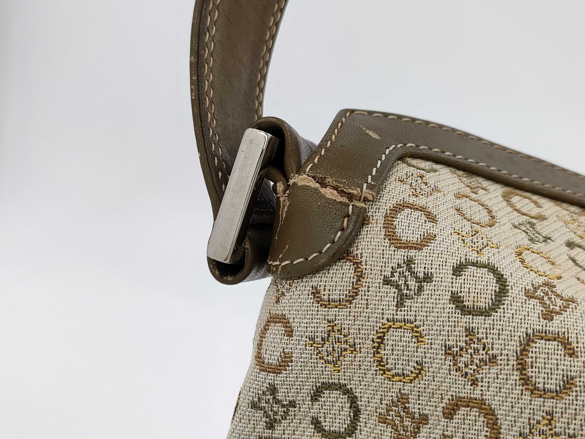 CELINE C Macadam Canvas Leather Tote Bag Sulky C Handbag