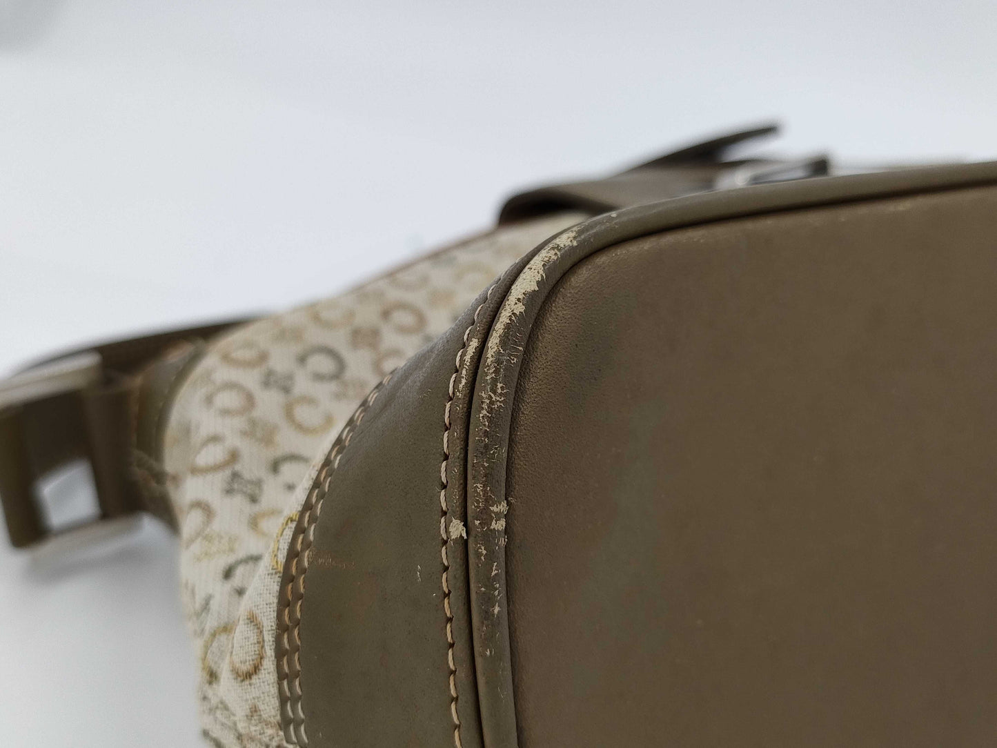 CELINE C Macadam Canvas Leather Tote Bag Sulky C Handbag