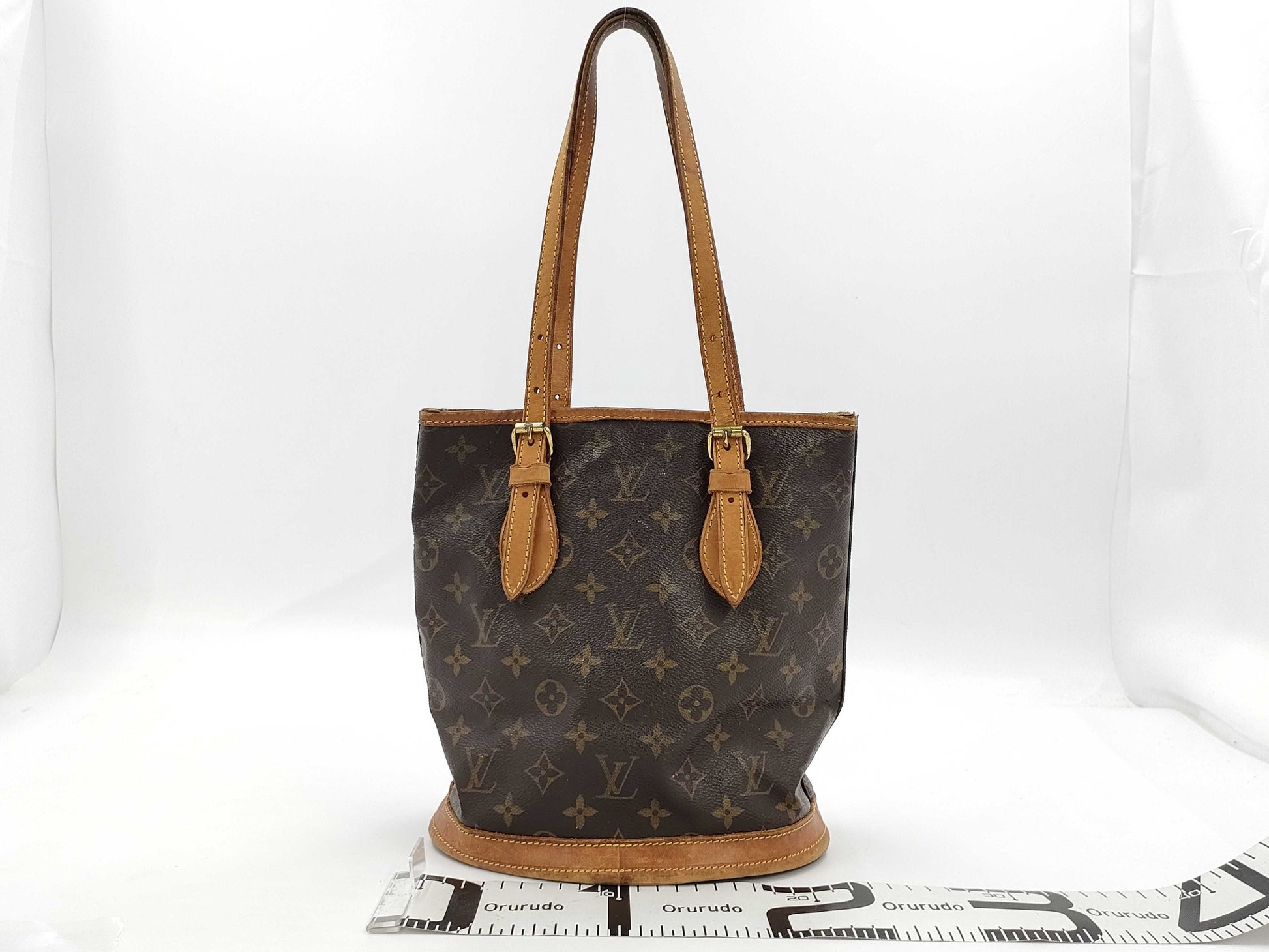 LOUIS VUITTON Monogram Bucket PM Tote Bag with Pouch