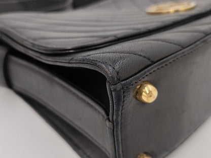 CHANEL Lamb V Stitch Circle Coco Mark Shoulder Bag