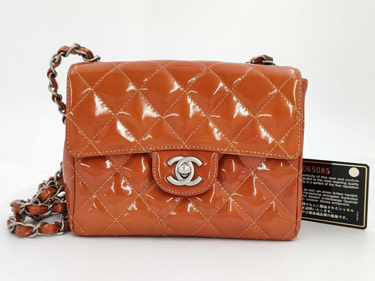 CHANEL Mini Matelasse Enamel Chain Shoulder Bag with Seal