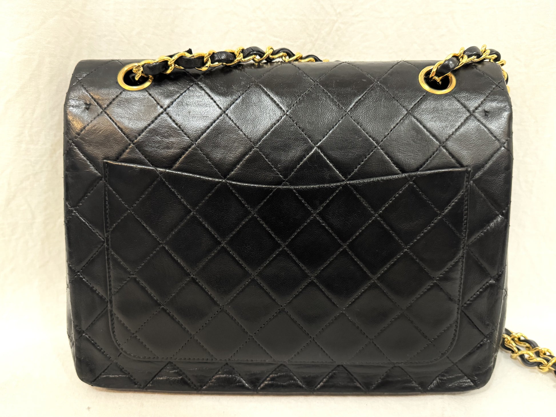 CHANEL Lambskin Matelasse 25 Double Flap Double Chain Gold Hardware 98cm Long Shoulder Bag