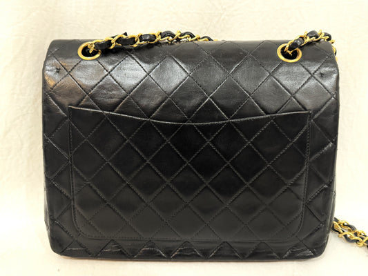 CHANEL Lambskin Matelasse 25 Double Flap Double Chain Gold Hardware 98cm Long Shoulder Bag