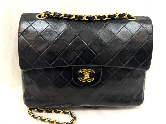CHANEL Lambskin Matelasse 25 Double Flap Double Chain Gold Hardware 98cm Long Shoulder Bag