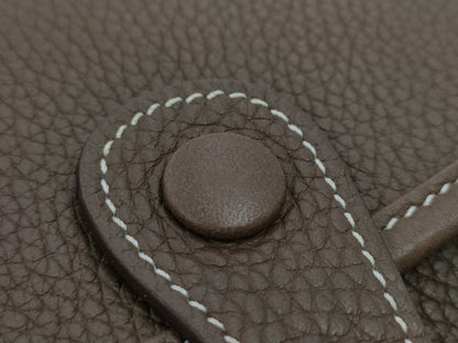 HERMES Evelyn 3PM Taurillon Clemence Etoupe Stainless Steel Y Stamp Shoulder Bag
