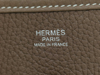 HERMES Evelyn 3PM Taurillon Clemence Etoupe Stainless Steel Y Stamp Shoulder Bag