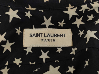 SAINT LAURENT PARIS current tag star print maxi long black dress