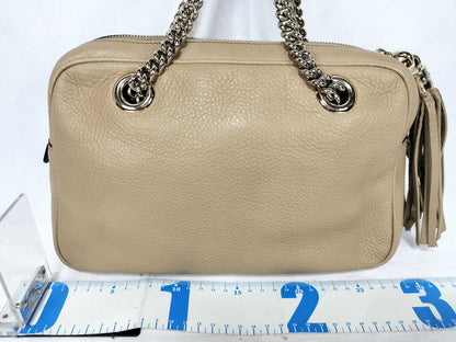 GUCCI Leather GG Chain Fringe Handbag