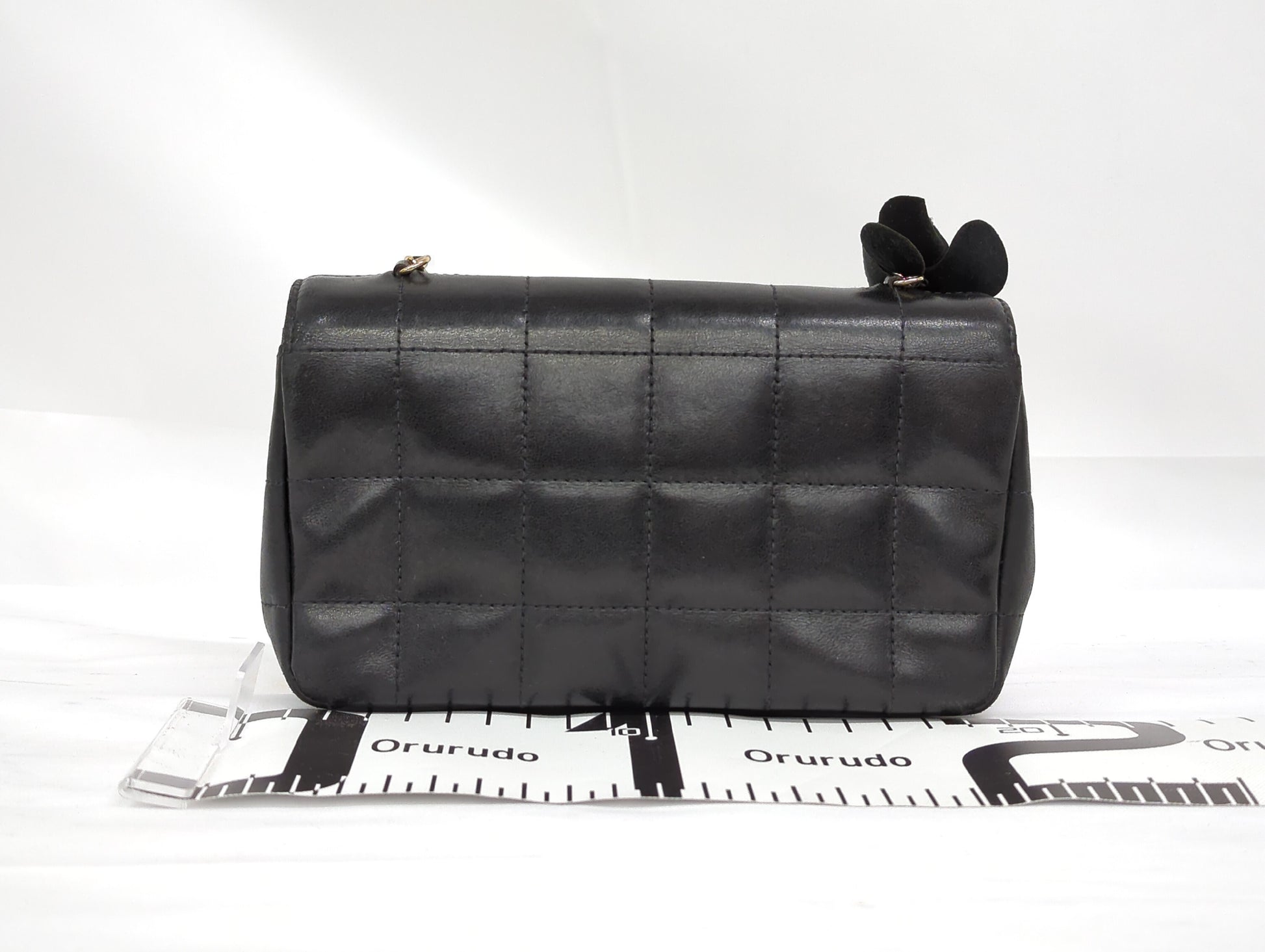 CHANEL Lambskin Chocolate Bar with Camellia Charm Chain Shoulder Bag