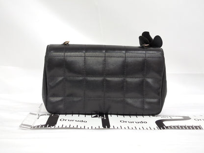 CHANEL Lambskin Chocolate Bar with Camellia Charm Chain Shoulder Bag