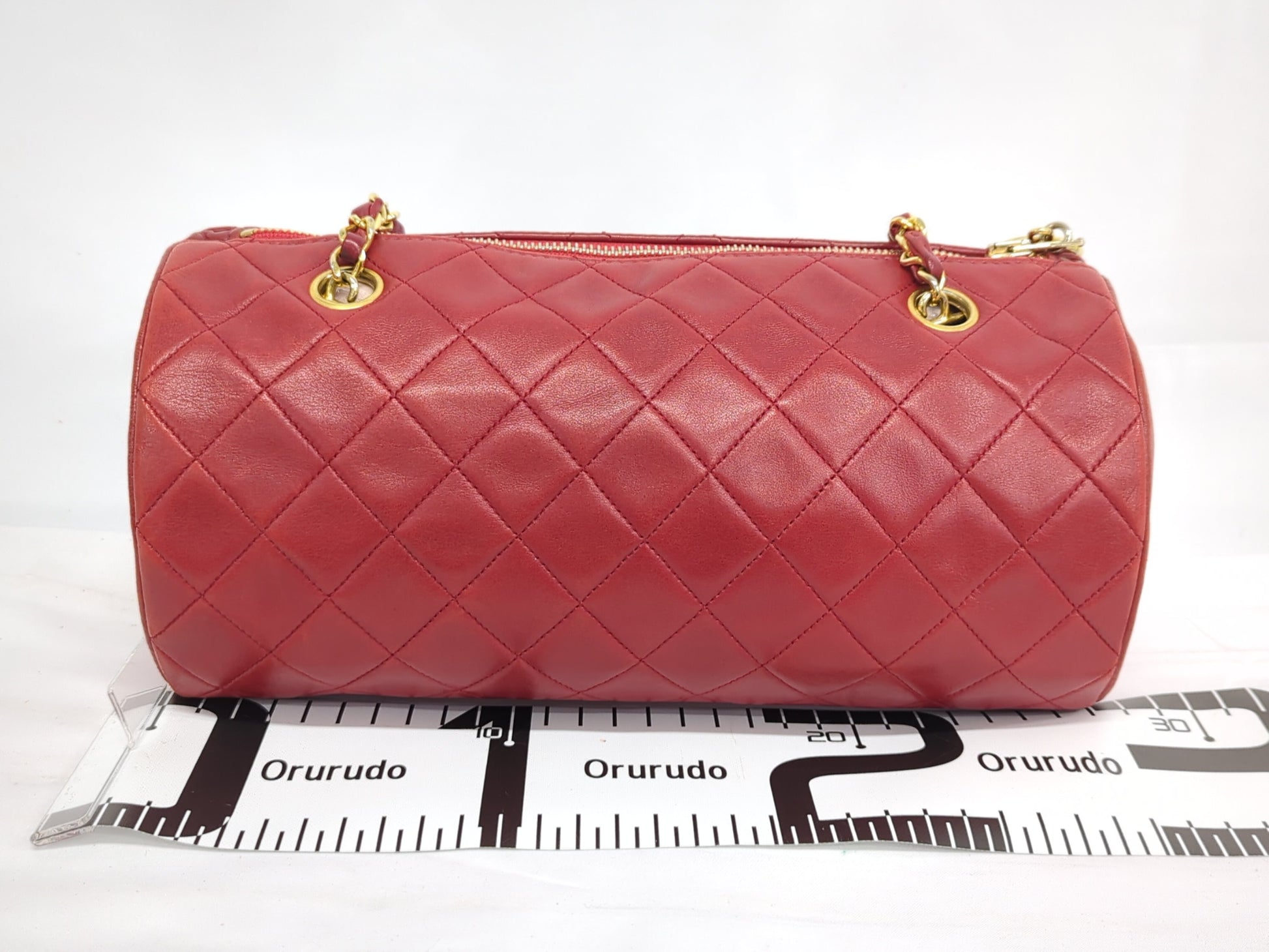 CHANEL Lambskin Matelasse Long Chain Boston Shoulder Bag