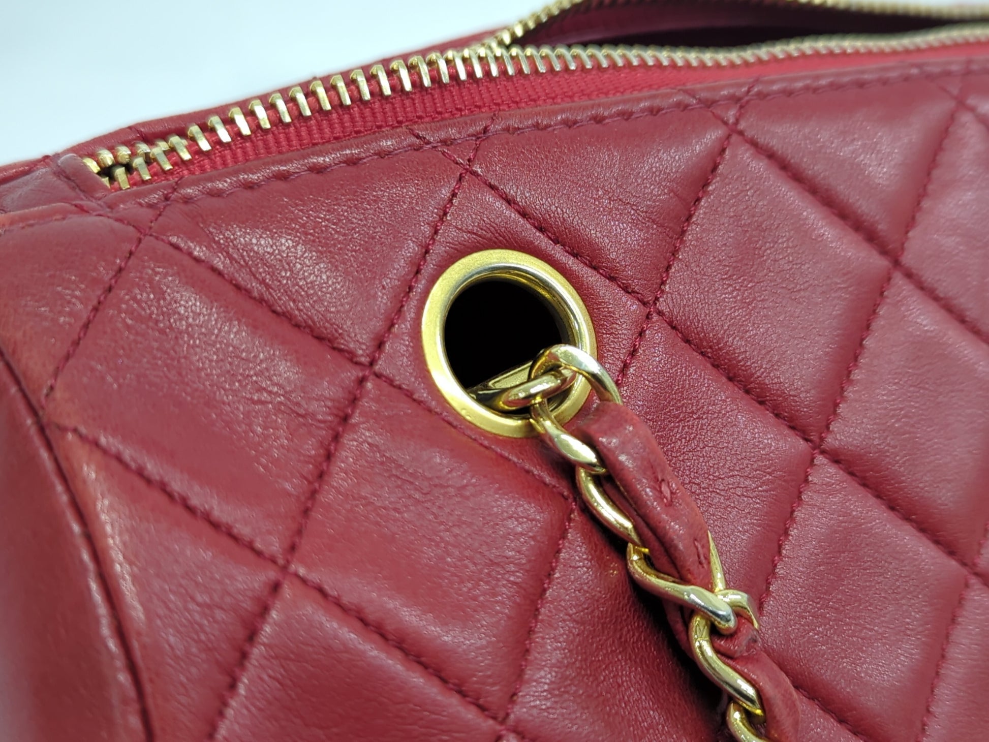 CHANEL Lambskin Matelasse Long Chain Boston Shoulder Bag