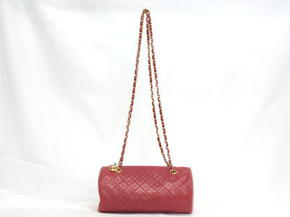 CHANEL Lambskin Matelasse Long Chain Boston Shoulder Bag