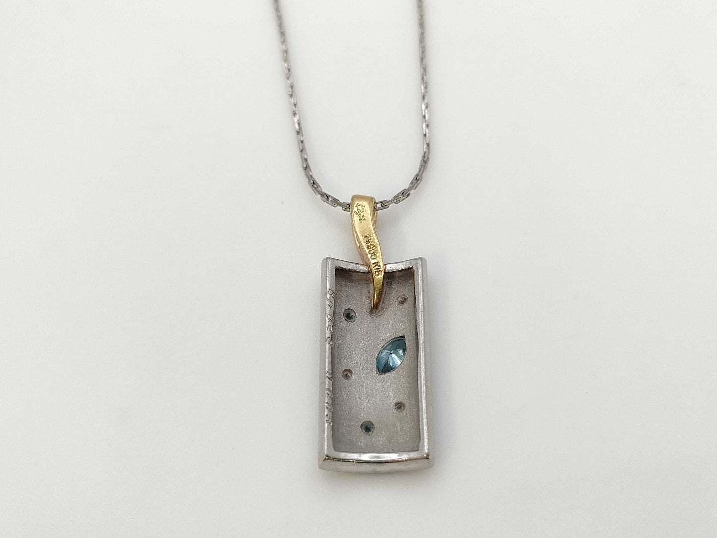 Koji Iwakura Necklace with 0.23ct Treated Diamond and 0.05ct Colorless Diamond, 18K Gold/PT900/Metal, 7.9g 