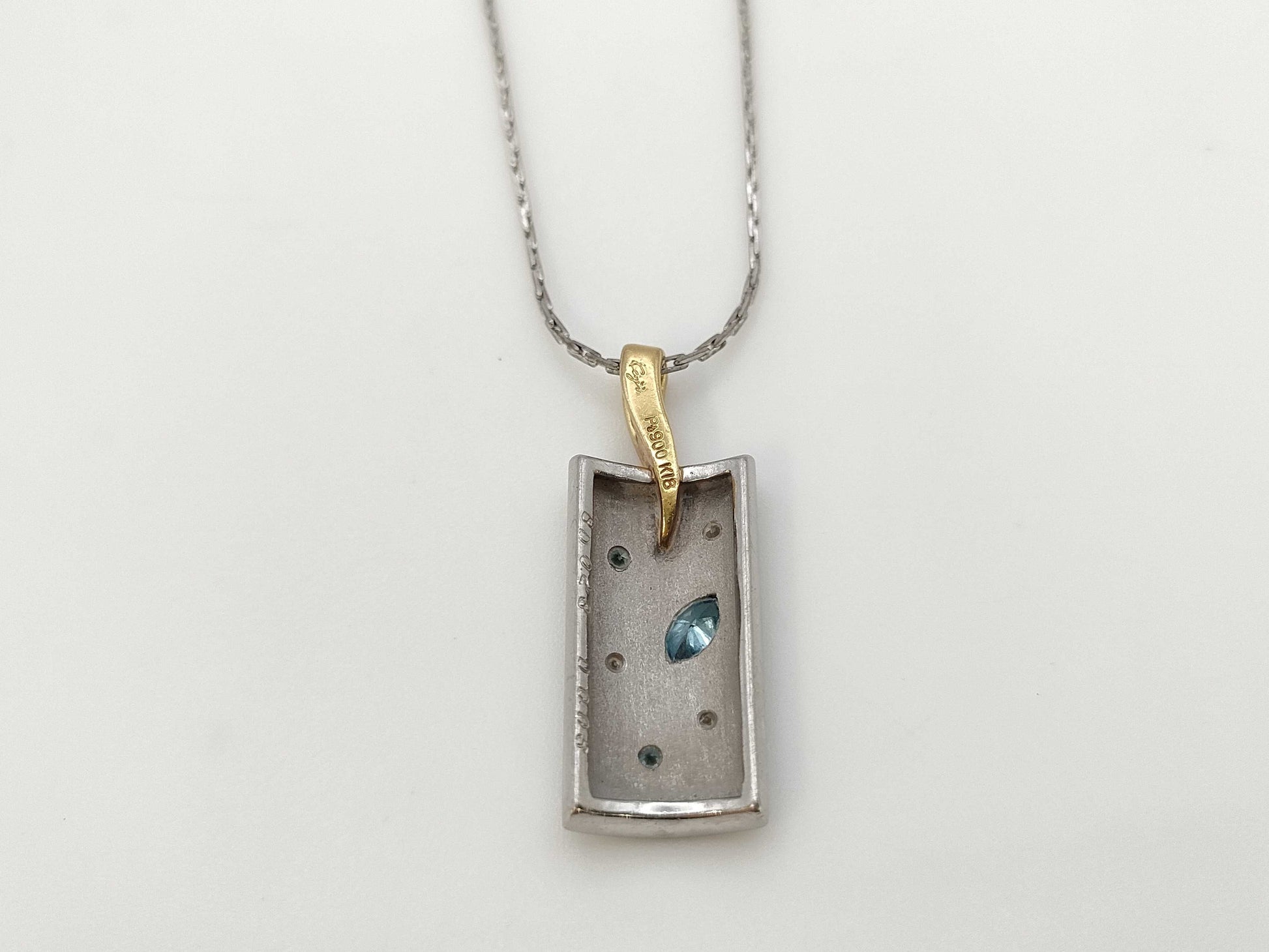 Koji Iwakura Necklace with 0.23ct Treated Diamond and 0.05ct Colorless Diamond, 18K Gold/PT900/Metal, 7.9g 