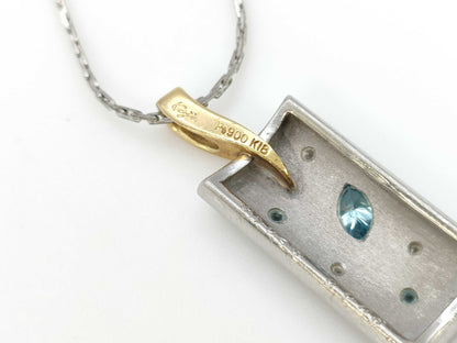 Koji Iwakura Necklace with 0.23ct Treated Diamond and 0.05ct Colorless Diamond, 18K Gold/PT900/Metal, 7.9g 