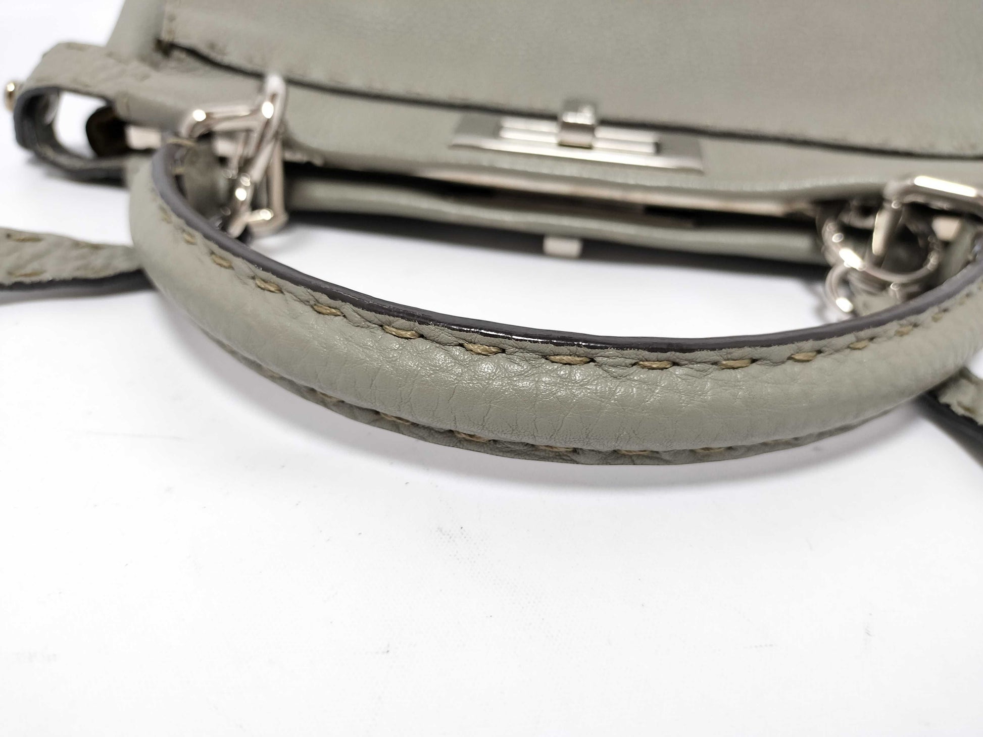 FENDI Peekaboo Medium Selleria Gray x Yellow 2-Way Handbag 8BN290