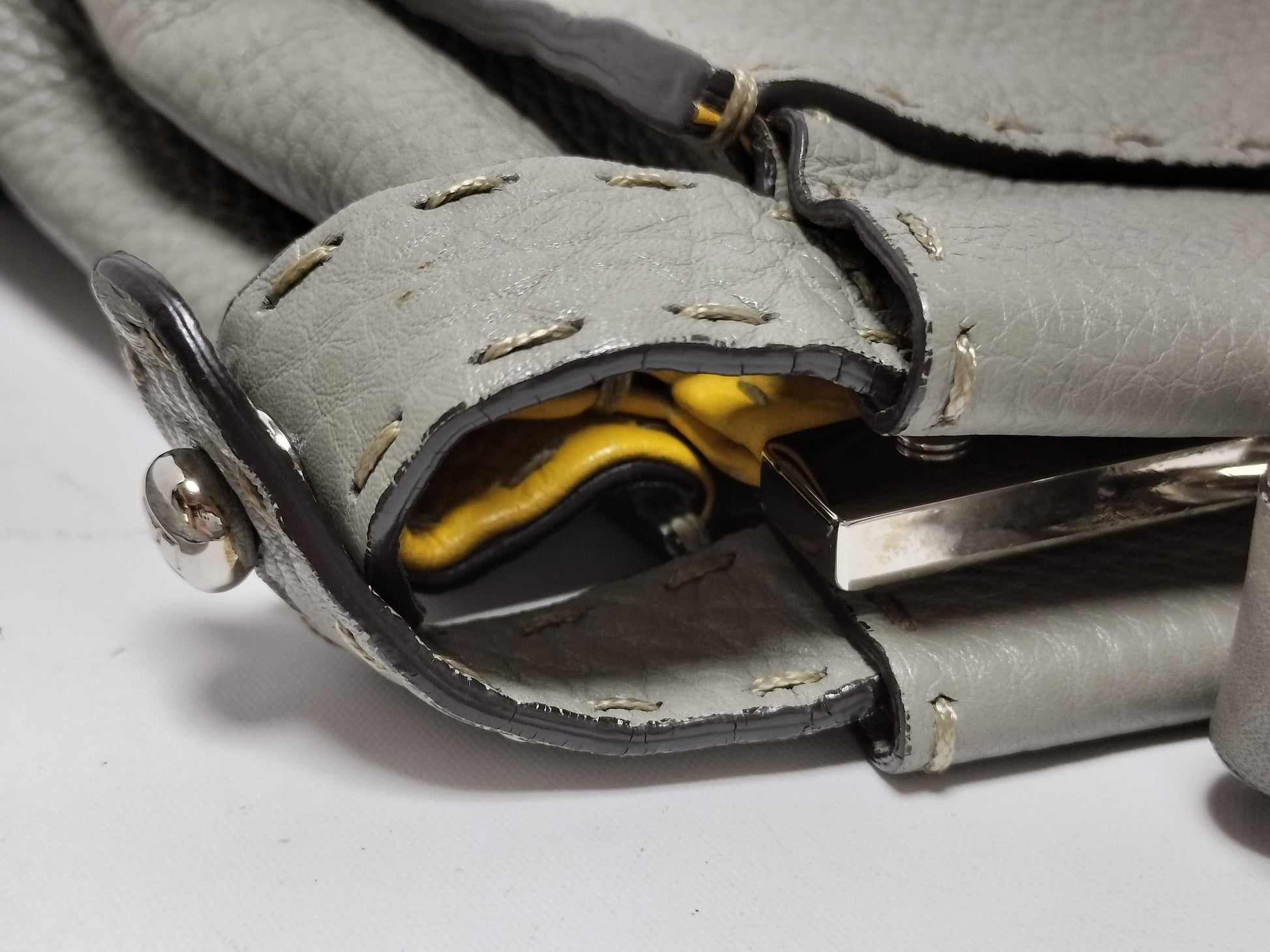 FENDI Peekaboo Medium Selleria Gray x Yellow 2-Way Handbag 8BN290