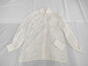 CHANEL All-Logo Graffiti Silk Shirt with Waist Ribbon and Pearl Buttons, Size 38