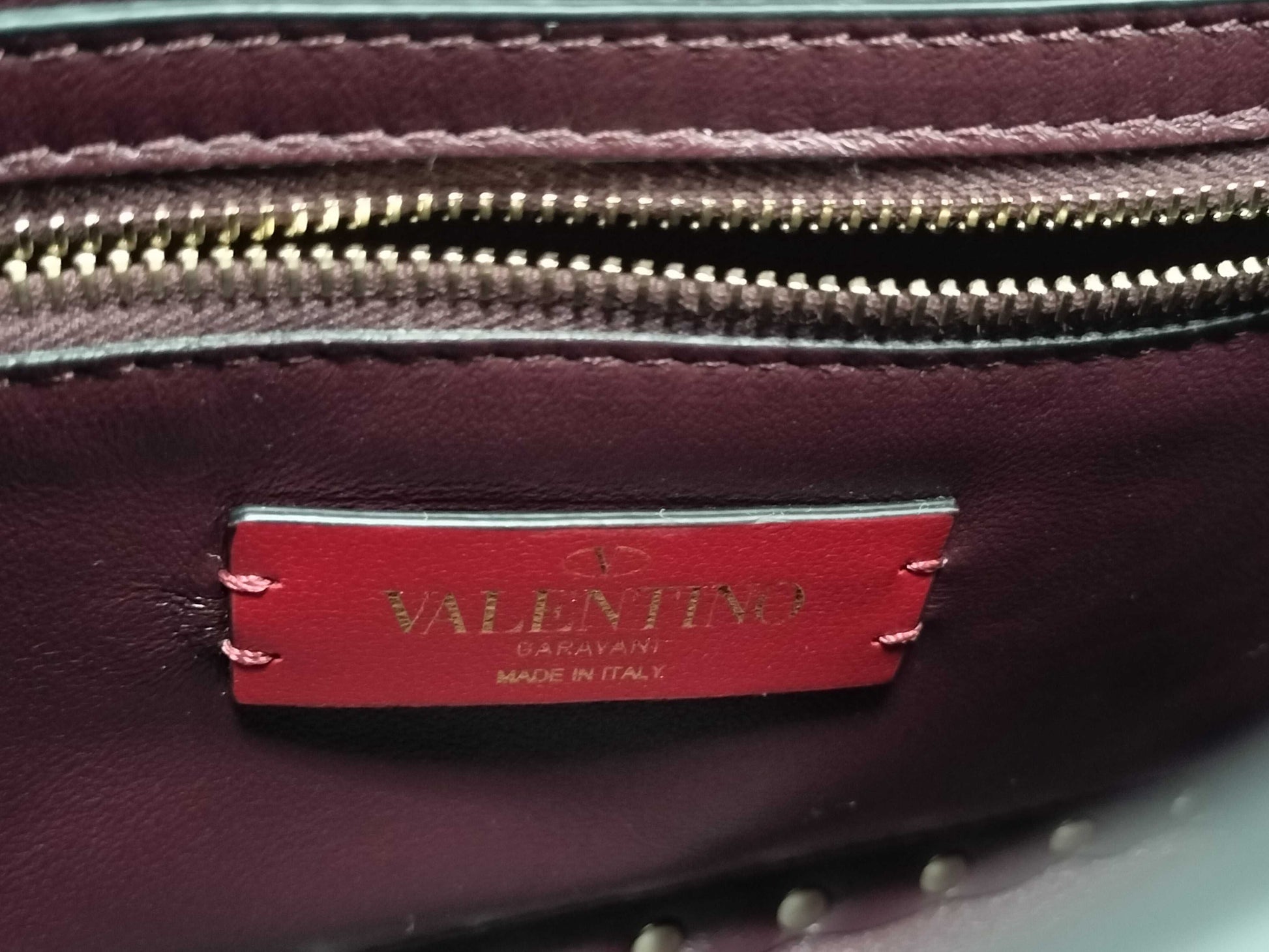 VALENTINO Heart Stud Leather Red Stud Shoulder Bag