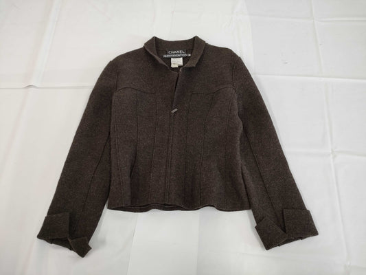 CHANEL Jacket P14021V08014 99A Women's Wool Brown Jacket Size 40