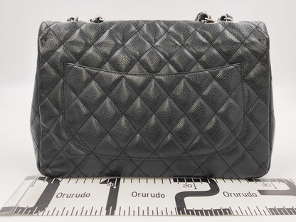 CHANEL Deca Matelasse Chain Shoulder Bag in Black Caviar Leather