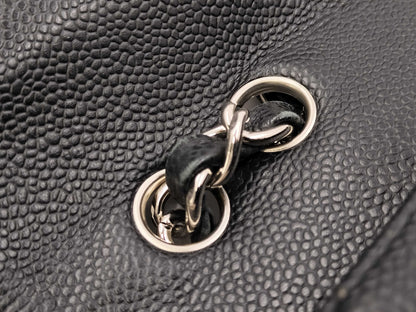 CHANEL Deca Matelasse Chain Shoulder Bag in Black Caviar Leather