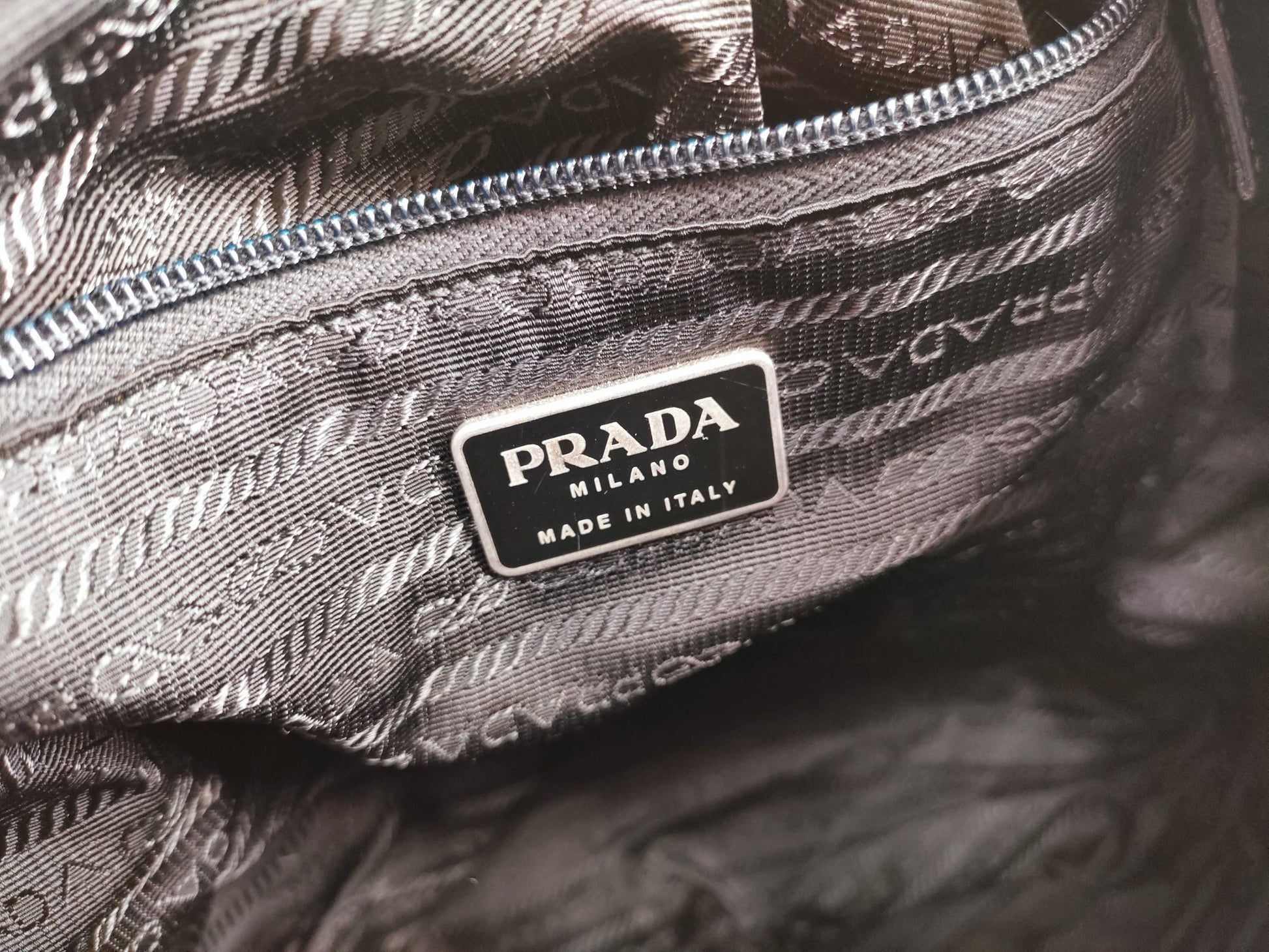 PRADA Nylon Backpack with Triangle Logo, Black, Guarantee Card Included