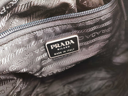 PRADA Nylon Backpack with Triangle Logo, Black, Guarantee Card Included