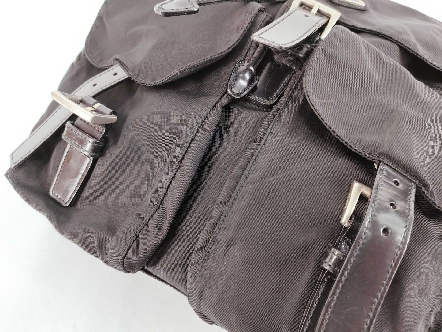PRADA Nylon Backpack with Triangle Logo, Black, Guarantee Card Included