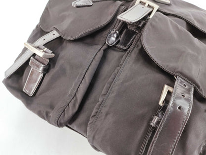 PRADA Nylon Backpack with Triangle Logo, Black, Guarantee Card Included