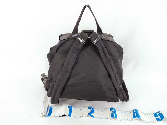 PRADA Nylon Backpack with Triangle Logo, Black, Guarantee Card Included