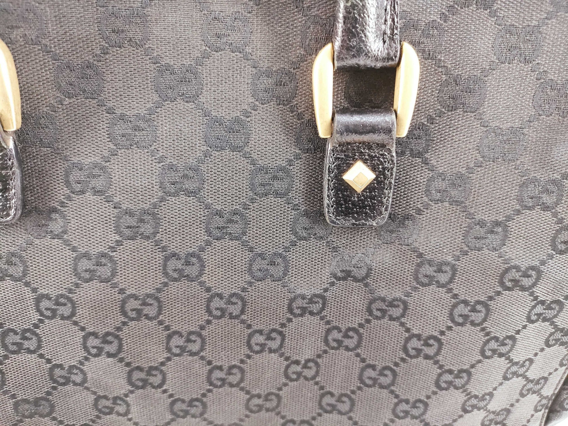 GUCCI GG Canvas Studded Tote Bag, Black, 120897