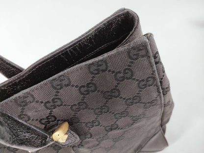 GUCCI GG Canvas Studded Tote Bag, Black, 120897
