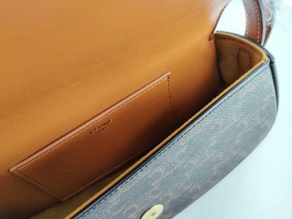 CELINE Triomphe Clutch Taboo PVC and Leather Shoulder Bag Brown